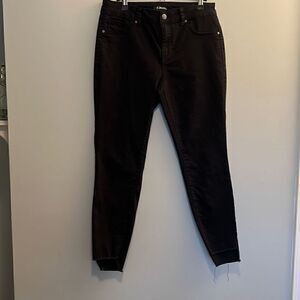 D. Jeans Women's Black Cropped Cutout Hem Skinny Ankle Jeans